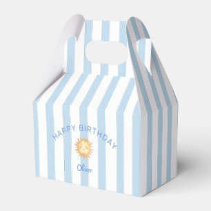 Cute Blue and white stripe Happy Birthday  Favour Box