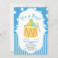 Cute Blue and White Toys Boy Baby Shower