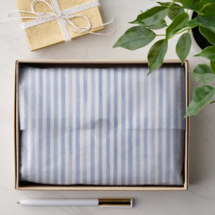 Cute blue and white watercolor stripes tissue paper