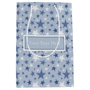 Cute Blue And White Winter Stars Medium Gift Bag