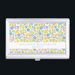 Cute Blue and Yellow Ditsy Floral Modern Custom Business Card Holder<br><div class="desc">Cute Blue and Yellow Ditsy Floral Modern Custom Business Card Case</div>