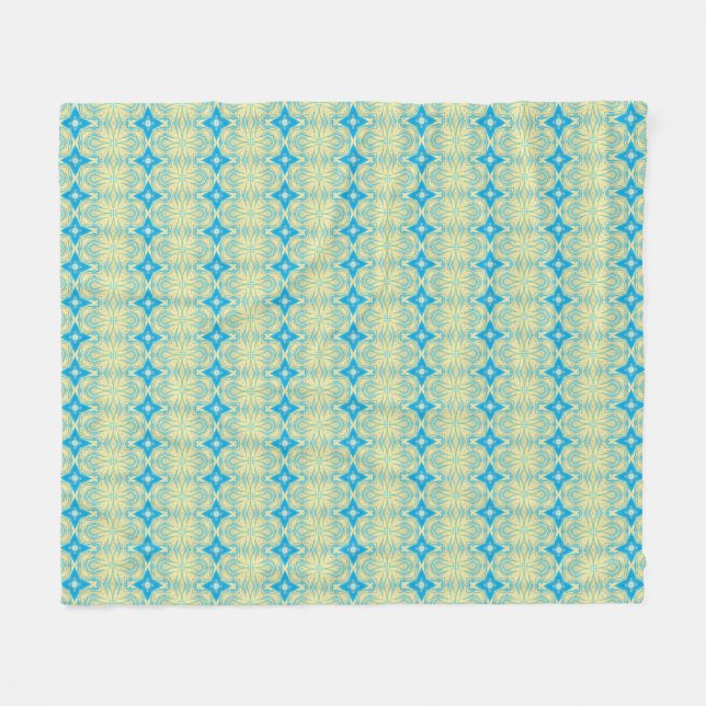 CUTE BLUE AND YELLOW  FLEECE BLANKET (Front (Horizontal))