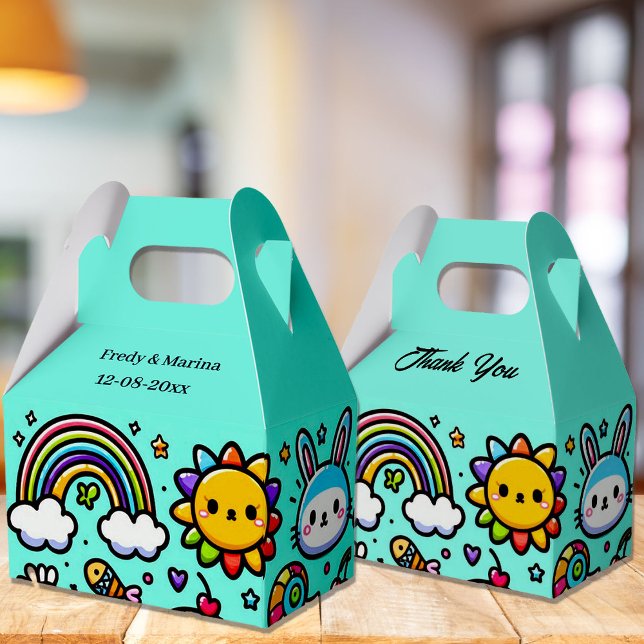 Cute Blue Animal Doodles Favour Box (Creator Uploaded)