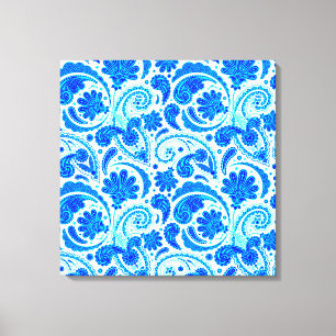 Cute blue aqua paisley patterns canvas print