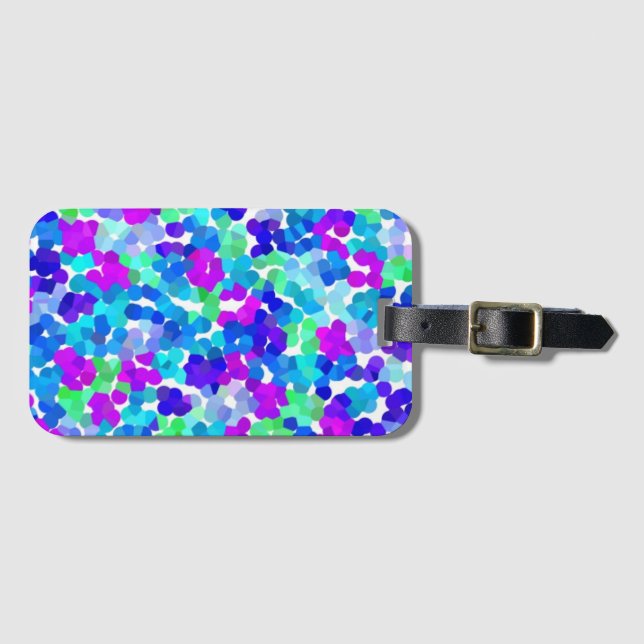 Cute blue aqua violet pinkies pattern luggage tag (Front Horizontal)