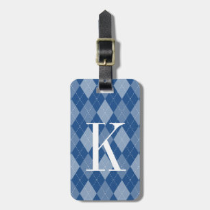 Cute blue argyle pattern travel luggage tag