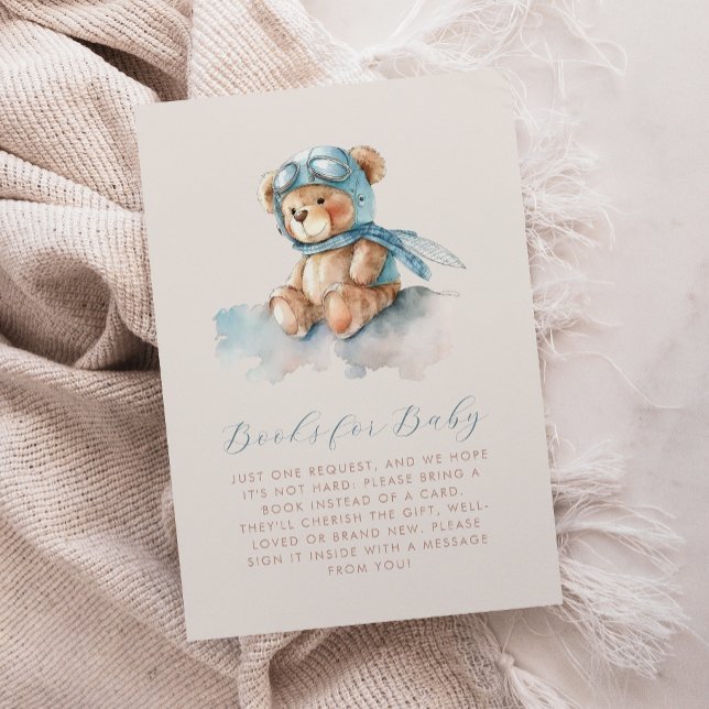 Cute Blue Aviator Teddy Bear Books for Baby Enclosure Card (Creator Uploaded)