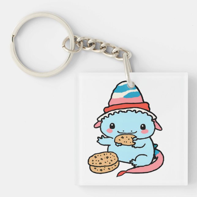 cute  blue axolotls christmas key ring (Front)