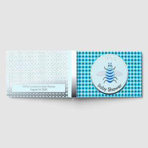 Cute Blue Baby Boy Bee Custom Baby Shower Guest Book