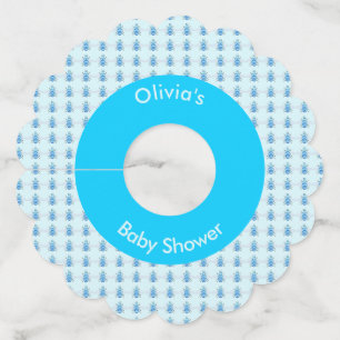 Cute Blue Baby Boy Bee Custom Baby Shower Wine Glass Tag