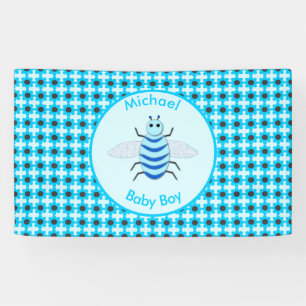 Cute Blue baby Boy Bee Custom Banner