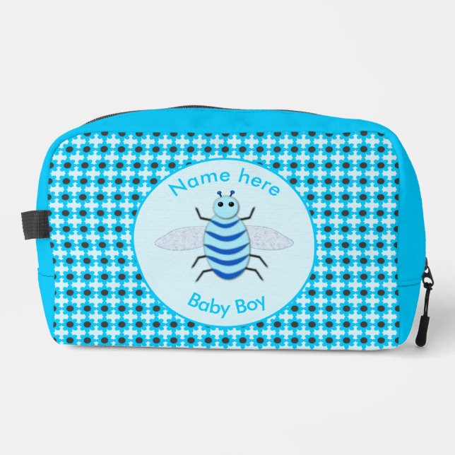 Cute Blue Baby Boy Bee Custom Dopp Kit (Front)