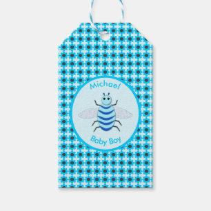 Cute Blue Baby Boy Bee Custom Gift Tags