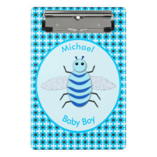Cute Blue Baby Boy Bee Custom Mini Clipboard
