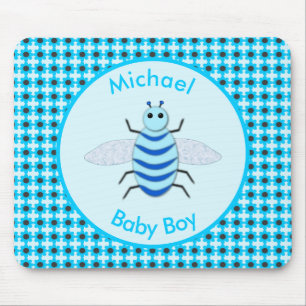Cute Blue Baby Boy Bee Custom Mouse Pad
