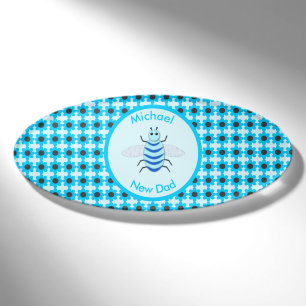 Cute Blue Baby Boy Bee Custom Name Tag