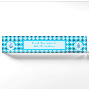 Cute Blue Baby Boy Bee Custom Nameplate