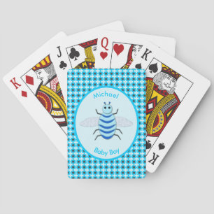Cute Blue Baby Boy Bee Custom Playing Cards