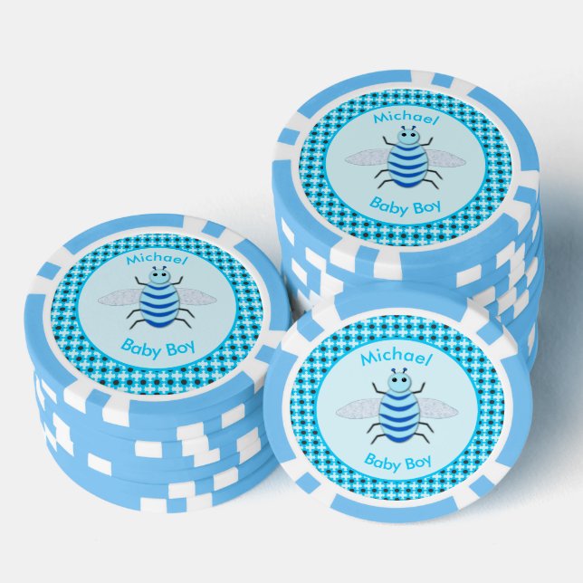 Cute Blue Baby Boy Bee Custom Poker Chips (Stack)