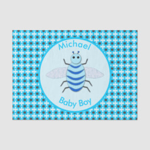 Cute Blue Baby Boy Bee Custom Tissue Paper