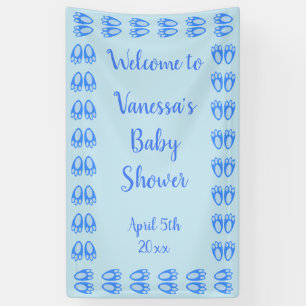 Cute Blue Baby Boy Bunny Feet Easter Baby Shower Banner
