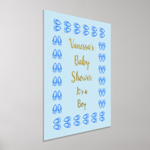 Cute Blue Baby Boy Bunny Feet Easter Baby Shower Foil Prints
