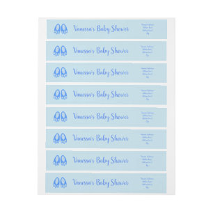 Cute Blue Baby Boy Bunny Feet Easter Baby Shower Wraparound Address Label