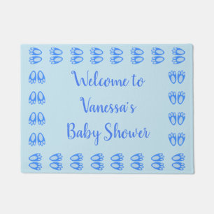 Cute Blue Baby Boy Bunny Feet Easter Custom Doormat
