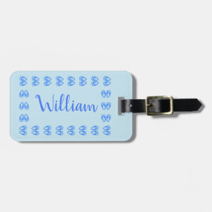 Cute Blue Baby Boy Bunny Feet Easter Custom Luggage Tag