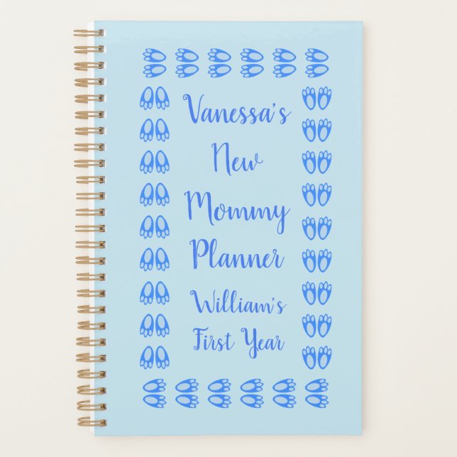 Cute Blue Baby Boy Bunny Feet Easter Custom Planner (Front)