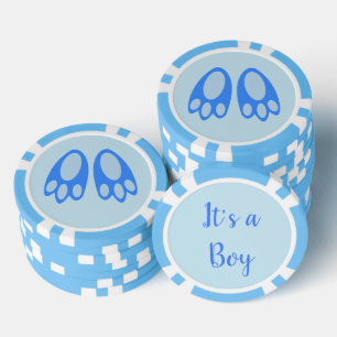 Cute Blue Baby Boy Bunny Feet Easter Custom Poker Chips