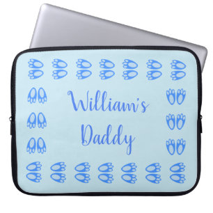 Cute Blue Baby Boy Bunny Feet Easter New Dad Laptop Sleeve
