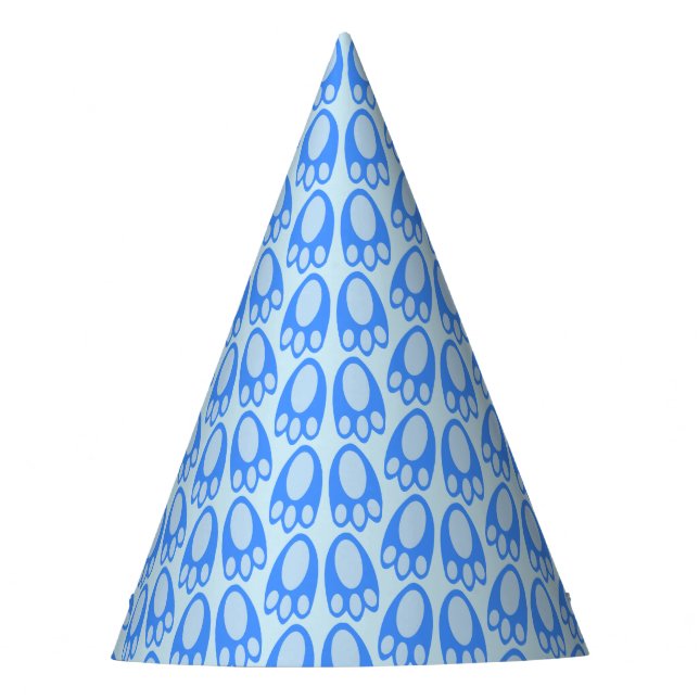 Cute Blue Baby Boy Bunny Feet Easter Patterned Party Hat (Front)