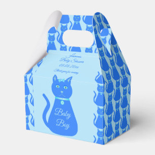 Cute Blue Baby Boy Cat Custom Baby Shower Favour Box