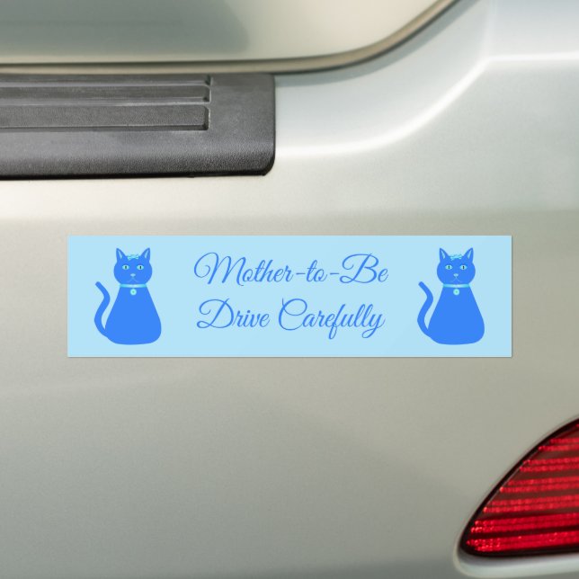 Cute Blue Baby Boy Cat Custom Bumper Sticker (On Car)