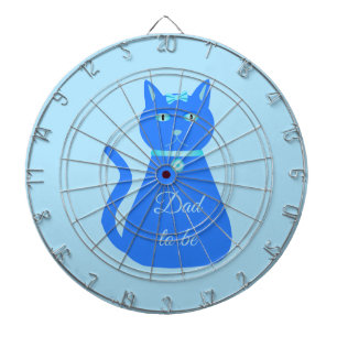 Cute Blue Baby Boy Cat Custom Dad to Be Dartboard