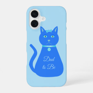 Cute Blue Baby Boy Cat Custom Dad to Be iPhone 16 Case