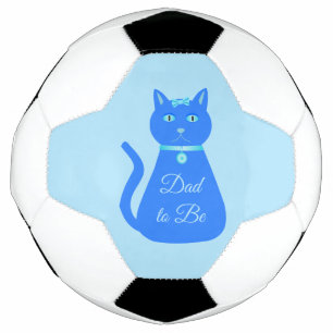 Cute Blue Baby Boy Cat Custom Dad to Be Soccer Ball
