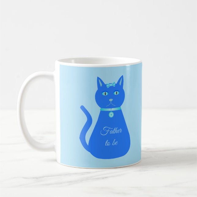 Cute Blue Baby Boy Cat Custom Father to Be Coffee Mug (Left)