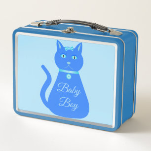 Cute Blue Baby Boy Cat Custom Metal Lunch Box