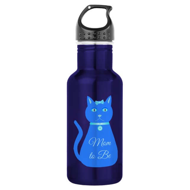 Cute Blue Baby Boy Cat Custom Mum to Be 532 Ml Water Bottle (Front)