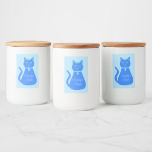 Cute Blue Baby Boy Cat Custom Pet Treat Jar Food Label
