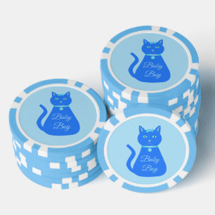 Cute Blue Baby Boy Cat Custom Poker Chips