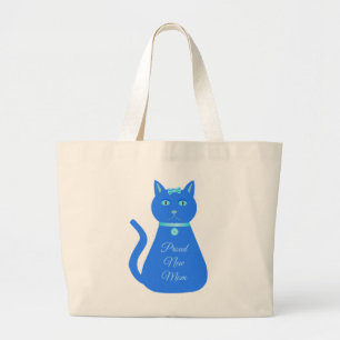 Cute Blue Baby Boy Cat Custom Proud New Mum Large Tote Bag