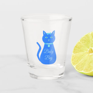Cute Blue Baby Boy Cat Custom Shot Glass
