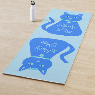 Cute Blue Baby Boy Cat Custom Yoga Mat