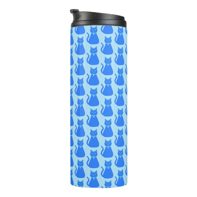 Cute Blue Baby Boy Cat Patterned Thermal Tumbler (Rotated Right)