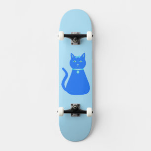 Cute Blue Baby Boy Cat Skateboard