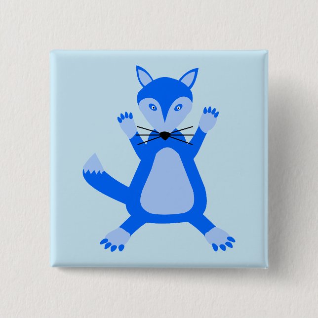 Cute Blue Baby Boy Fox 15 Cm Square Badge (Front)