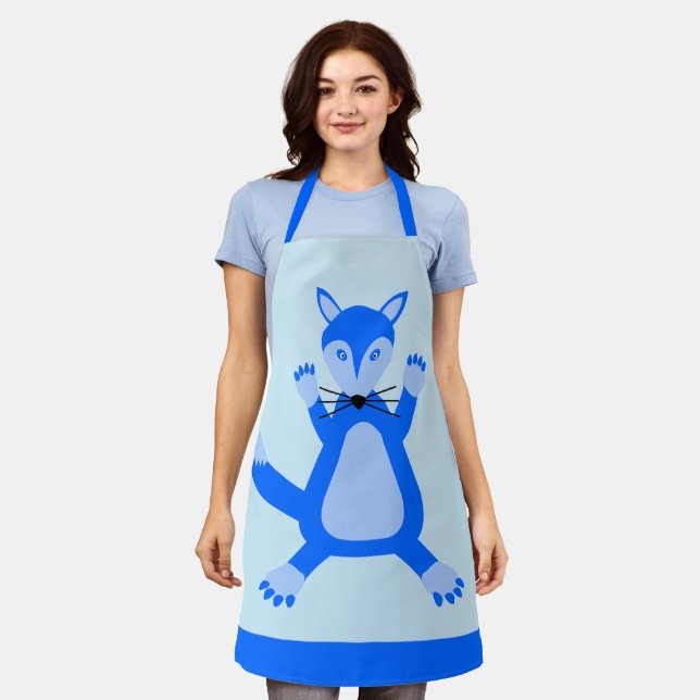 Cute Blue Baby Boy Fox Apron (Worn)